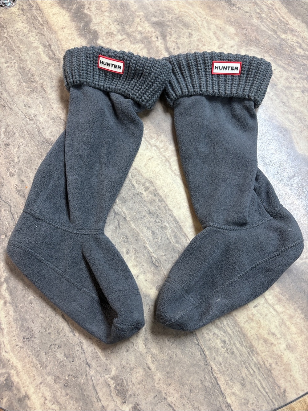 Hunter Dark Gray Fleece Boot Liners with Ribbed Cuff